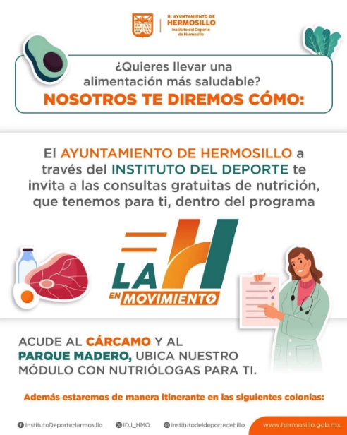 Ofrece Ayuntamiento de Hermosillo consultas de nutrición gratuitas con “La H en Movimiento”
